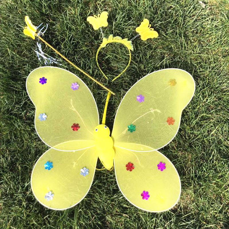 Illuminated Butterfly Wings Set: Light-Up Three-Piece for Children's Performances and Night Markets
