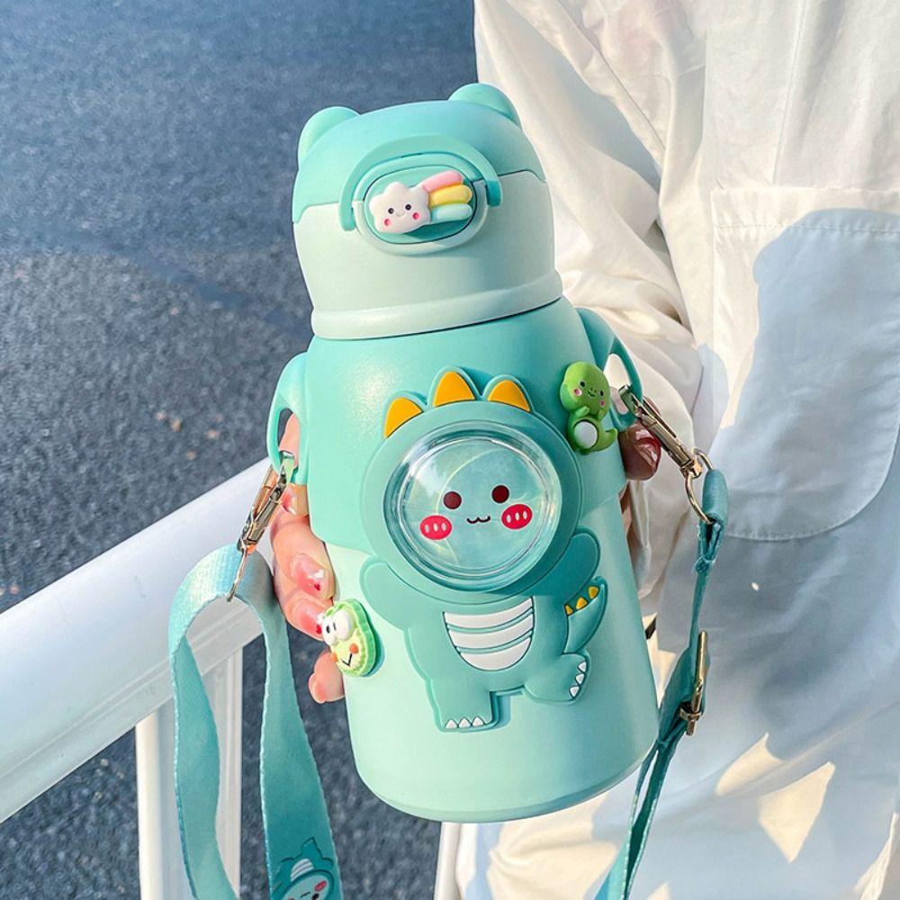 Stainless Steel Kids Vacuum Flask Keeps Cold and Heat 500ML Student Insulated Water Cup Heat-resistant Leak Proof