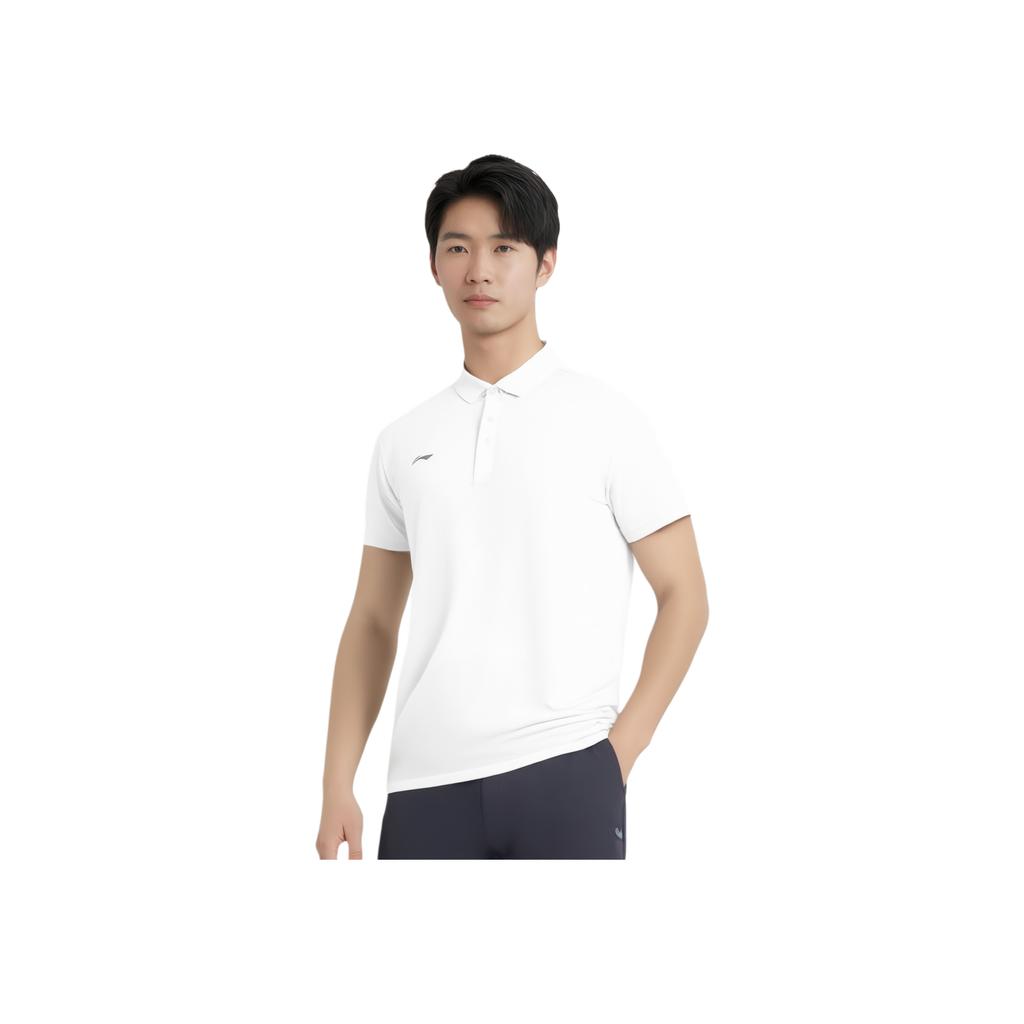 Li Ning Group Purchase Series Solid Color Casual Sports Polo Shirt Men Tops Standard-White APLU189-1