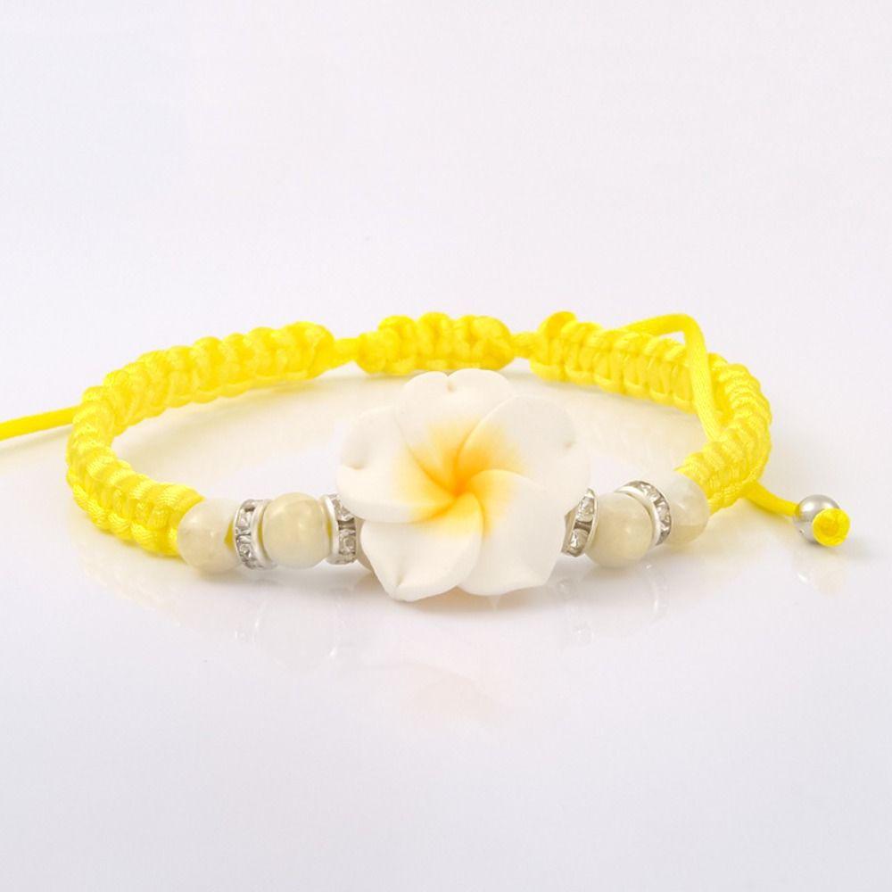 Boho Polymer Clay Braid Rope Bracelet Beads Bohemian Beach Jewelry Flower Bracelet Jewelry Gifts