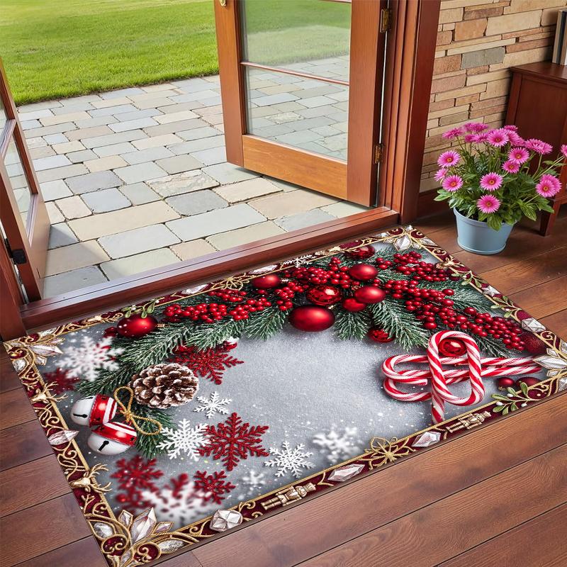 Christmas Printed Square Area Rug Soft Non Slip Floor Carpet For Bedroom Holiday Gift