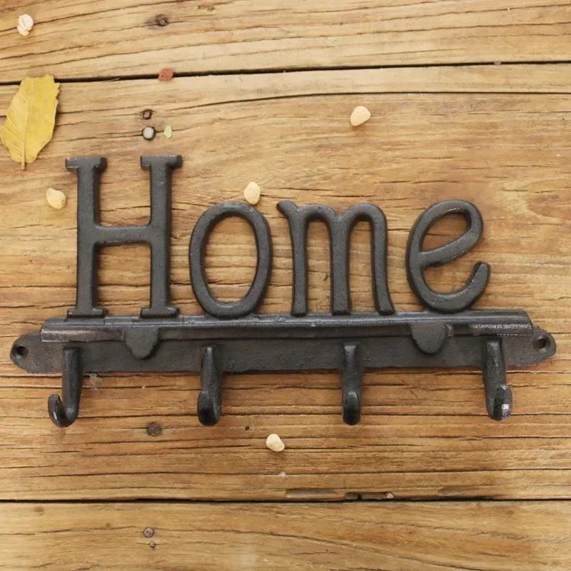 Letter Shape Hooks Metal Cast Iron Classical Retro Garden Courtyard Wall Decorate Clothes Hat Wall Mounted Rusty Colored Hook