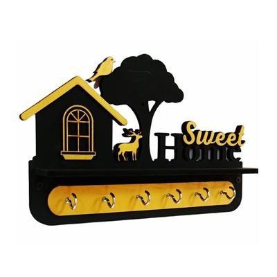 Unique Stylish Wooden Key Holder for Wall Decor with Stylish Stainless Steel 6 Hooks Beautiful Key Organizer for Home Decoration.