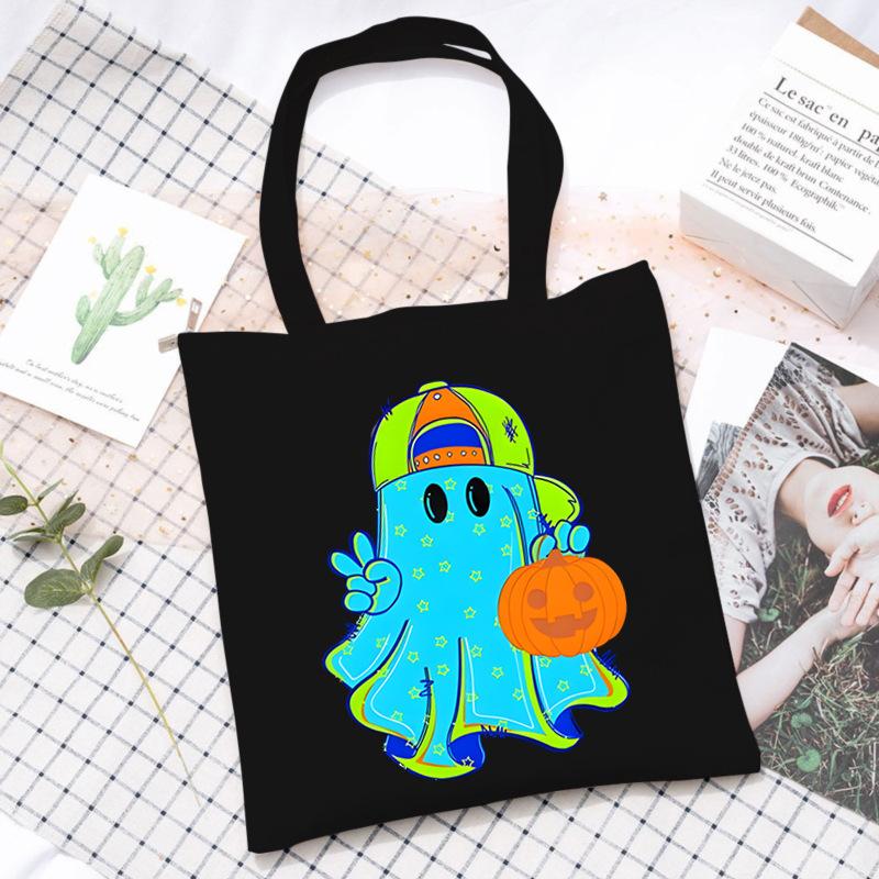 Halloween Halloween Printed Canvas Bag Lazy Style Trend Student Leisure Shoulder Bag Large Capacity