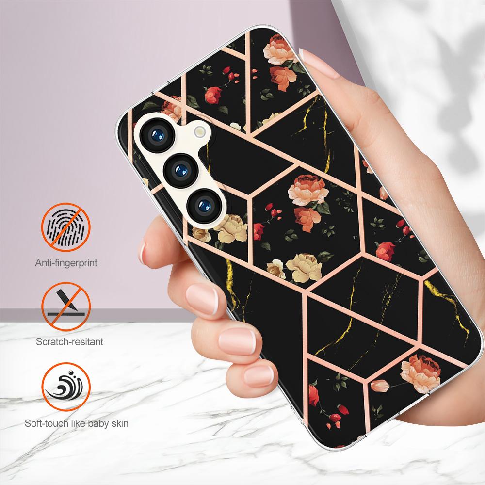 Schwarzes Marmor-Spleißen, abnehmbares Umhängeband mit Schnalle oder Anti-Fall-Ring oder Hülle mit glattem Design für Samsung iPhone, Xiaomi Redmi, Oppo, Nokia Moto …