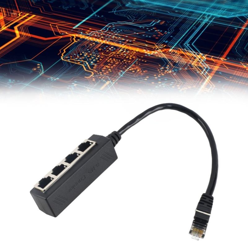 RJ45 Splitter Adapter 1 To 4 Port Smooth Transmission Excellent Connection Network Cable Adapter
