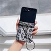 For Samsung Z Flip7 ZFlip6 Fashion Leopard Print Fold Phone Case for Galaxy Z Flip 3 4 5 6 7 Flip7 FE Wrist Strap Leather Cover