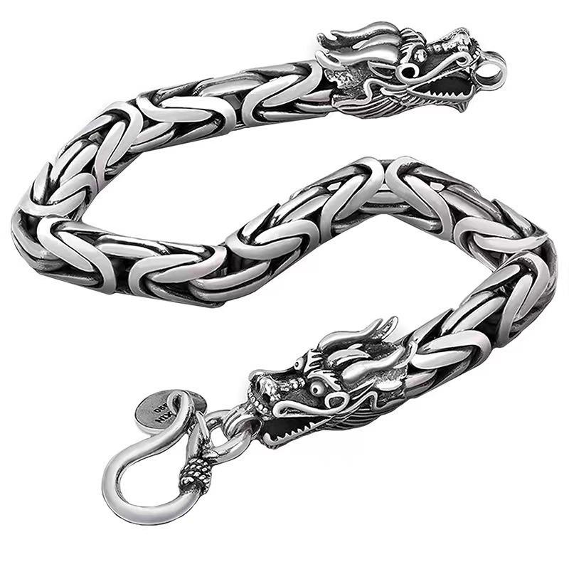 5mm Double Dragon Head Keel Bracelet Fashion Vintage Men Personality Exaggerated Punk Style Animal Senior Sense Bracelets Jewelry Gifts Accessories