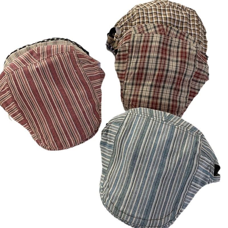 Retro, Japanese, Beret, Female, Versatile for Spring and Summer, Checkered, Small Face, Painter's Hat, Big Head Circumference, Fashionable Dressing