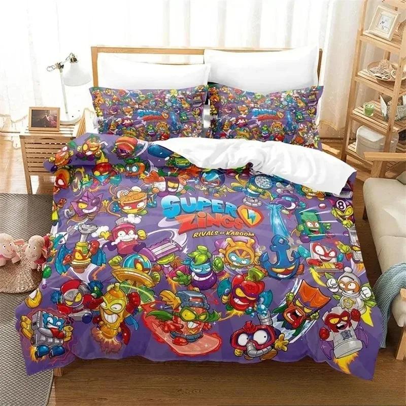 3D Nyomtatás Super Zings Ágyneműszett, Paplanhuzat Paplan Ágy Szett Paplanhuzat Párnahuzat, King Queen Twin Méret Fiúk Lányok Felnőttek