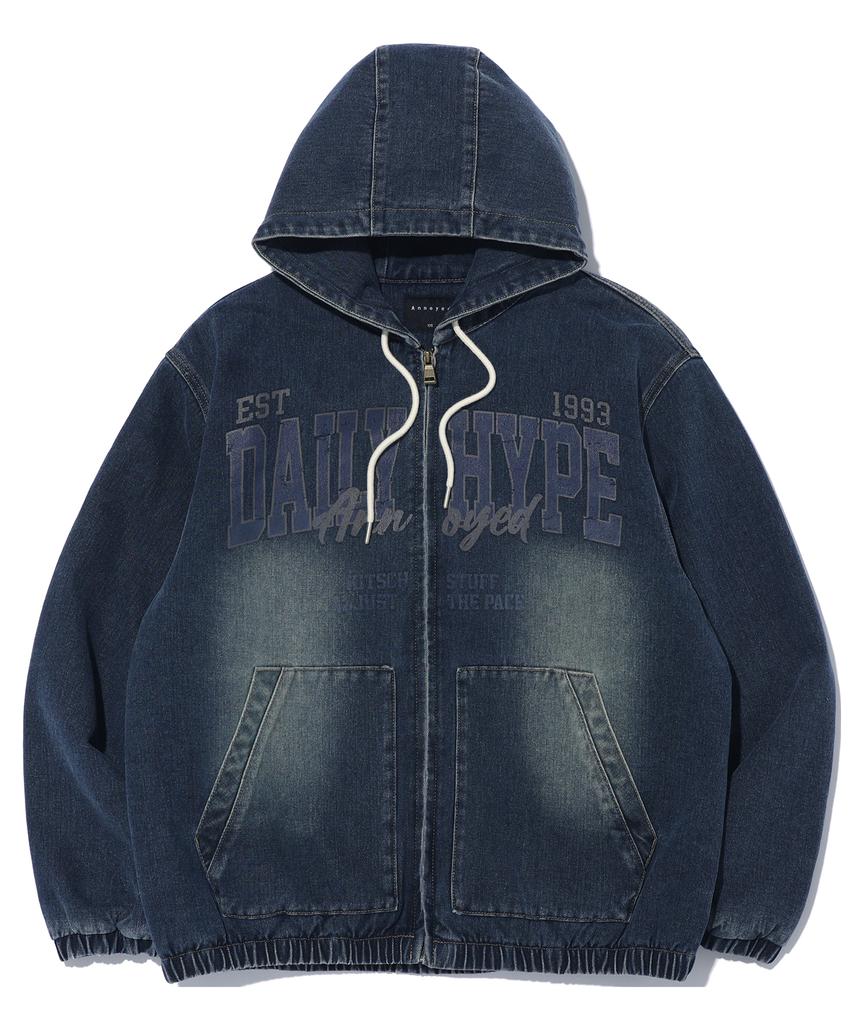 Annoyed Daily Denim Padded Hoodie Zip-Up Lq1Ju024_Dark Indigo