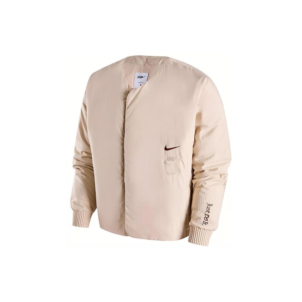 Nike Jednobarevná krátká ležérní teplá bavlněná bunda pánská bunda khaki FZ6375-126