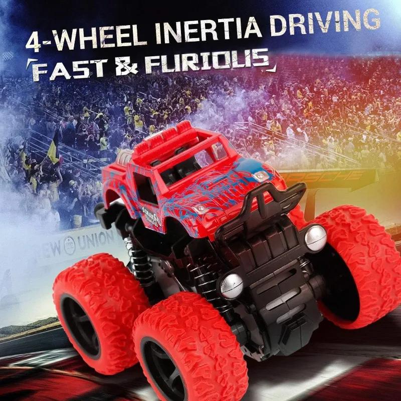 Friction Powered Monster Trucks for Boys Push and Go Vehicles Toy Inertia Vehicle Stunt On-Road Vehicle Great for Birthday Gift