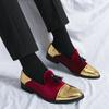 Fashion Fashion Party and Wedding Handmade Men Velvet Shoes Men Loafers Leaves and Gold Buckle Men Dress Shoe Men's Flats Zapatos Hombre