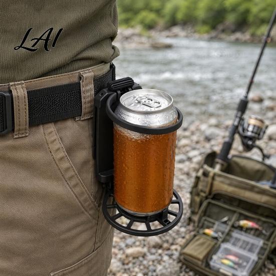 Foldable Can Holder Belt Drink with Stable Buckle Anti-Slip Hands Free Beverage Spill Proof Cup Carrier Clip Waist Caddy Portable Outdoor