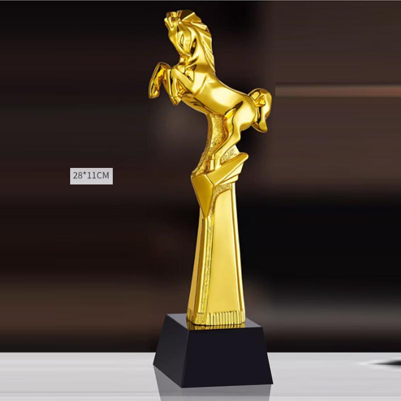 Spersonalizowany Kryształowy Trofeum Żywiczne w Kształcie Konia Kolorowy Druk Nagroda Sportowa Pamiątka dla Wybitnego Pracownika Dekoracja Domu 1 szt.