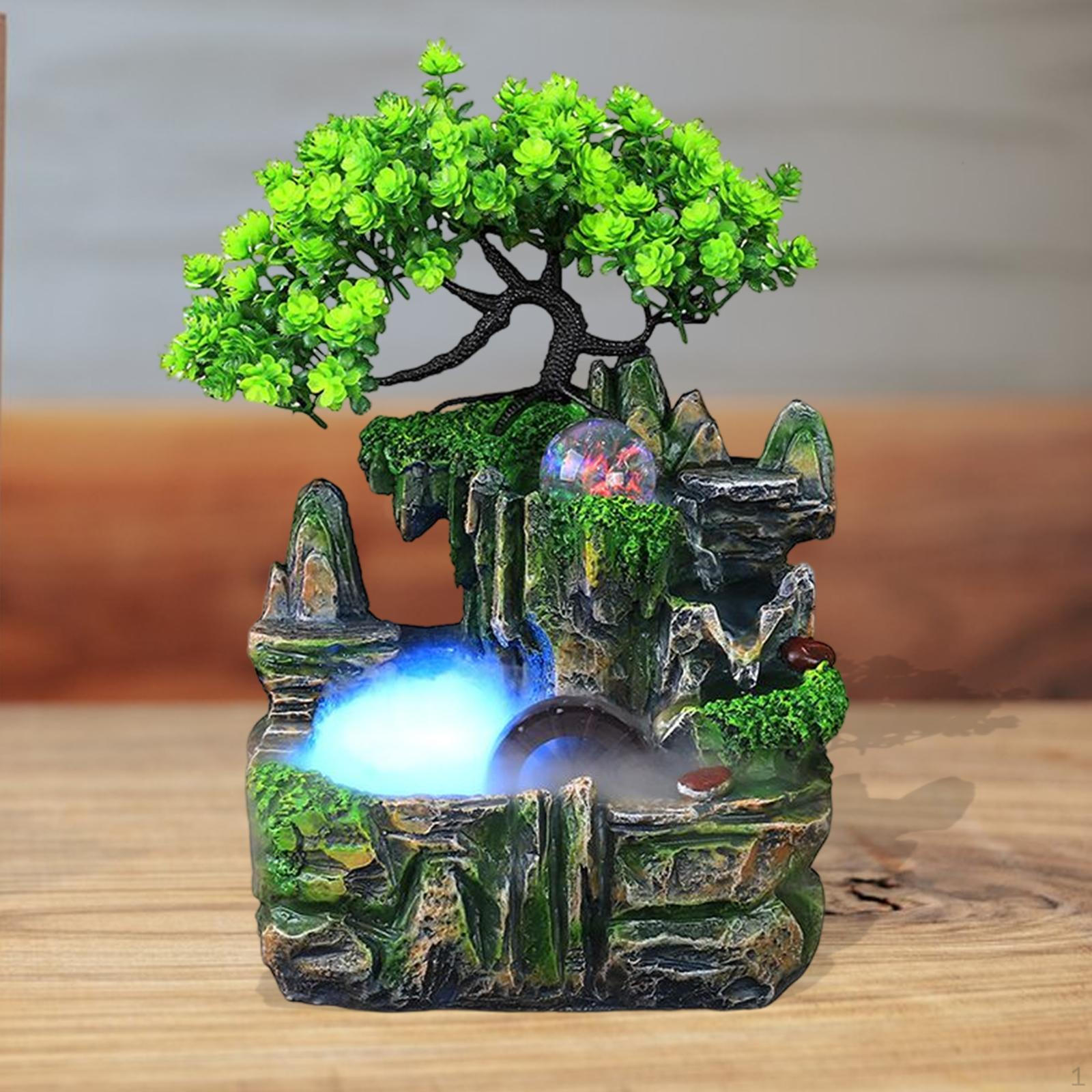 

Настольный водный фонтан с подсветкой Имитация смолы Рокарий Внутренние водопадные фонтаны для E with Mist