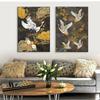 Retro Golden Flying Crane Abstraktes Tier Vogel Poster Drucke Chinesischer Stil Leinwand Malerei Wandkunst Bild Wohnzimmer Dekor