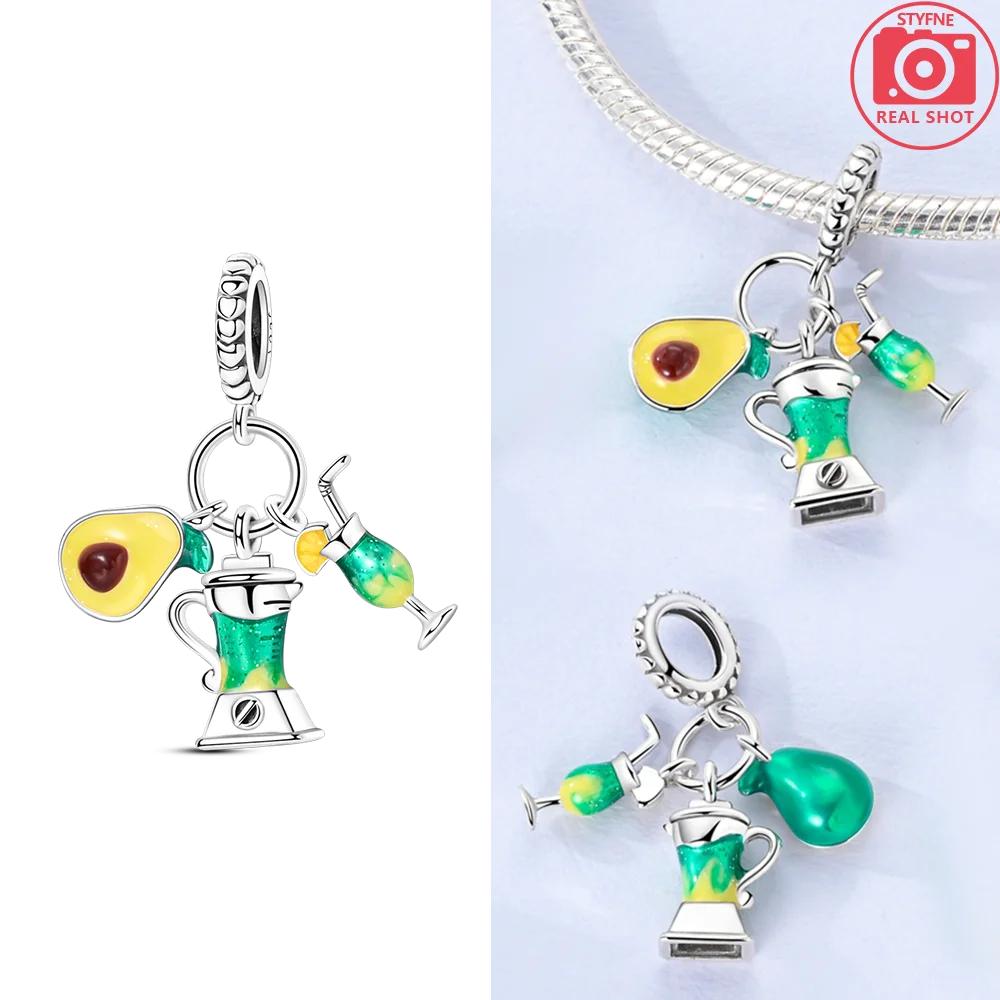 Cactus Avocado Pendant Diy Green Series Tree Charm Copper Beads Fit Original Bangle Charms Bracelet Women Jewelry