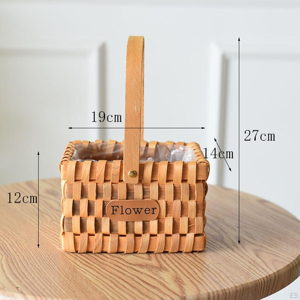 Decorative Hanging Rattan Woven Flower Hand Baskets Pinic Storage Containers for Tabletop Home and