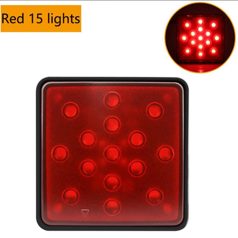2'' Trailer Hitch Receiver Cover 15 LED Brake Led Lights Tube Cover 4 Pin Car Accessories Car Signal Lamp Warning Strobe Light