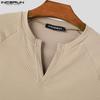 INCERUN Men V Neck Long Sleeve Rib Casual Skinny Tops T-shirts Undershirts