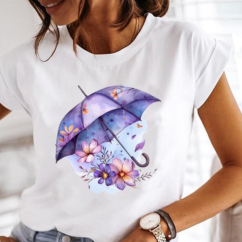 (Asian Size) lovely flower style Printed Tee Women Lady Female Top summer Clothing Casual T Shirt Fashion Graphic Short Sleeve T-shirts