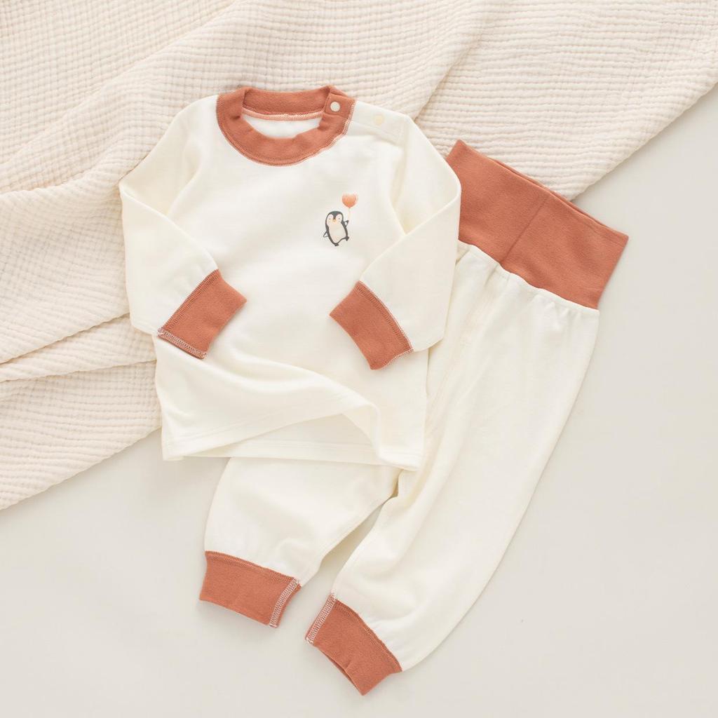 Spring & Autumn Kids' Cotton Pajamas Set - Cozy Home Wear with Belly Protection and Crotch Opening