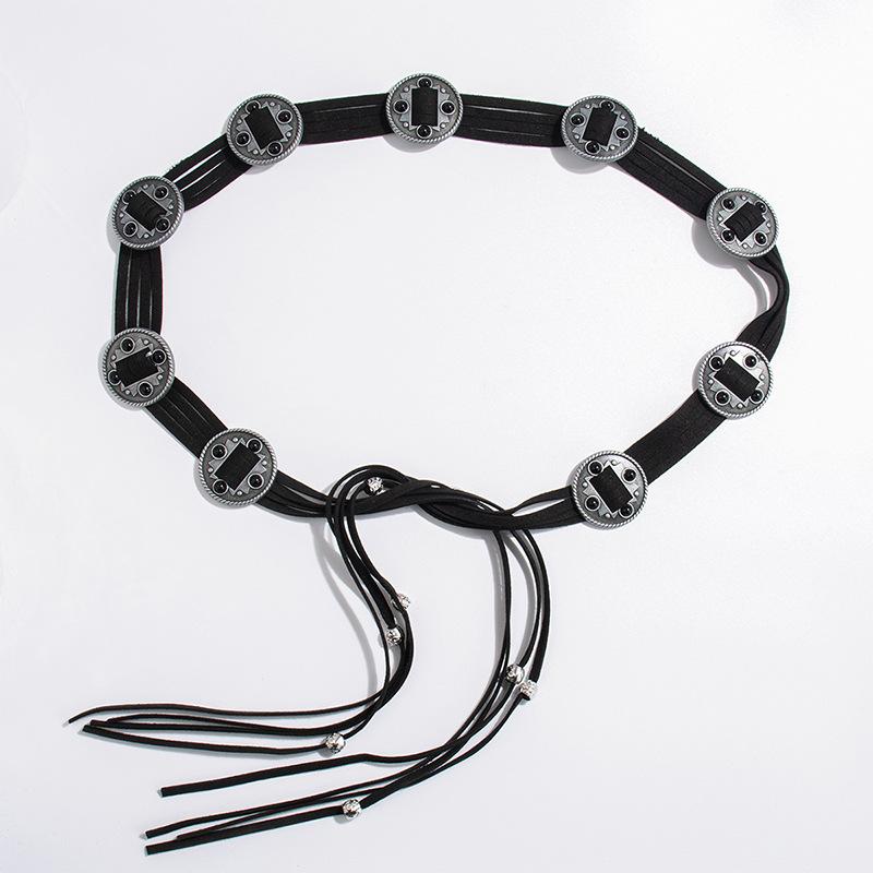 New Western-style Beaded Vintage Accessory Belt, Round Bohemian-style Suede Fashionable Women's Waistband