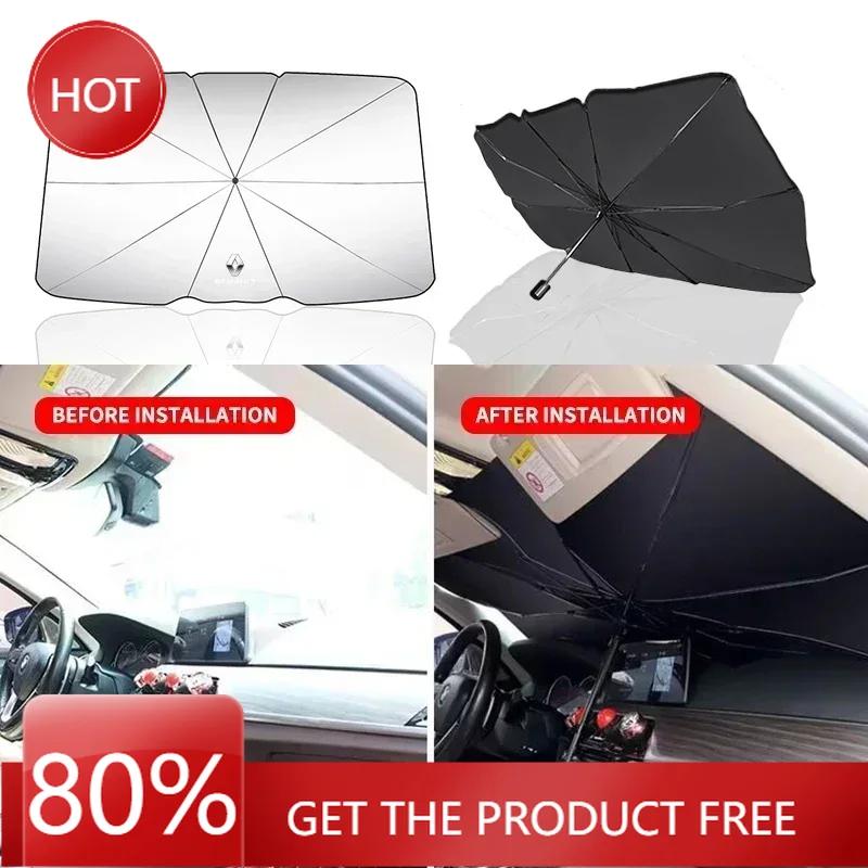 2026 Hot For Renault Hub Caps Car Uv Protection Folding Shading Car Umbrella Front Windshield Sunshade For Renault Clio 4 Megane