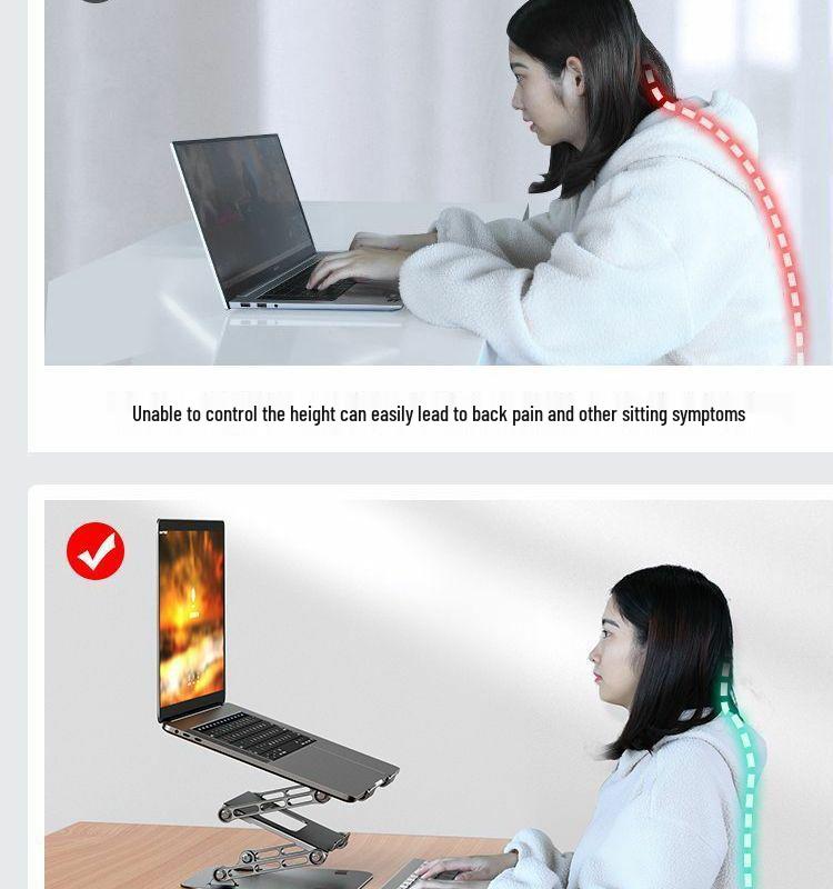 Three-Tier Foldable Carbon Steel Computer Stand with Lifting Heat Dissipation, Multifunctional Design