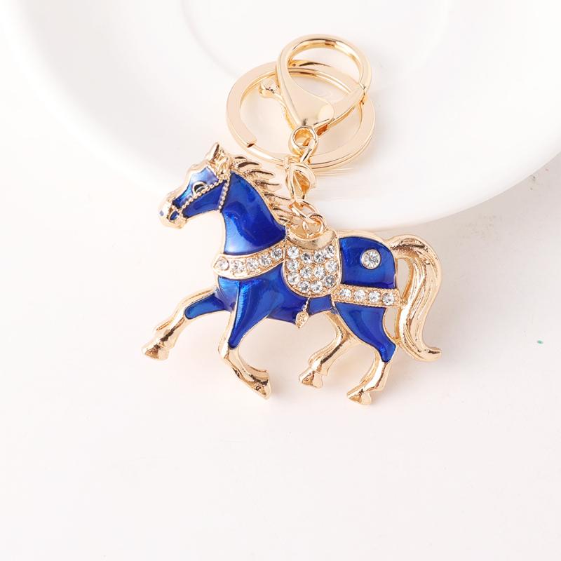 2026 New Horse Keychain Sparkling Crystal Metal Animal Pony Handbag Pendant Decoration Car Key Ring New Year Souvenir Gift