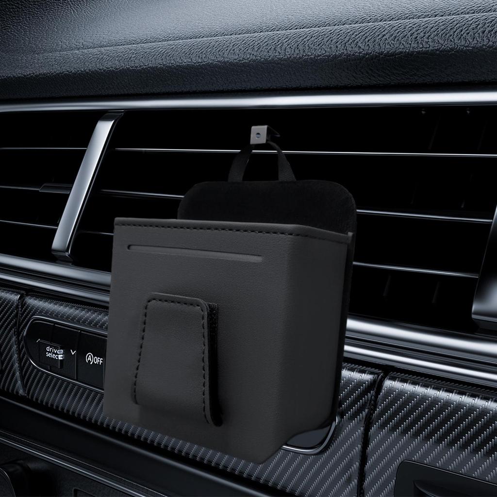 Car Air outlet storage bag  Hanging Mobile phone storage bag Card holder Sunglass Organizer Car Outlet Air Vent Trash Box