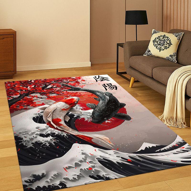 Yin Yang Symbol Chinese Tai Chi Carpet Rug for Bedroom Living Room Sofa Playroom Doormat Home Decor,Kid Game Area Rug Non-slip