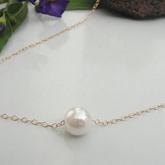 Women Fashion Simple Faux Pearl Golden Silver Alloy Choker Statement Collar Necklace