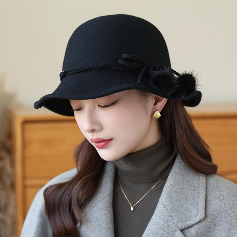 Autumn And Winter Hat Women'S New French Top Hat Women'S Fashion Versatile Wool Lady Hat Women'S Bucket Hat Women'S Winter