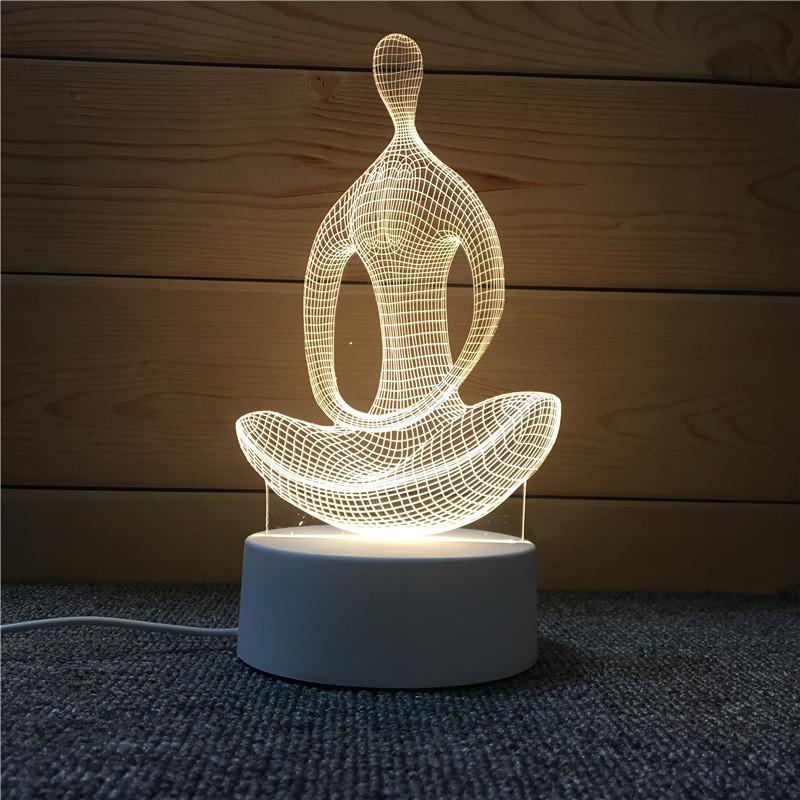 Guitar Yoga Music 3d Night Light Creative Desk Lamp Acrylic Shade European Style Usb Power