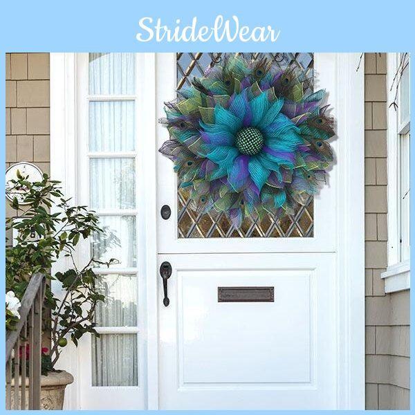 Peacock Feather Wreath Festive Event Decor Natural Materials Seasonal Home Decor