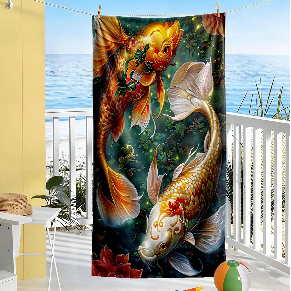 Fish Beach Towel High Absorbency & Quick-Dry Comfortable Lightweight Perfect for Traveling Yoga Camping and Swimming