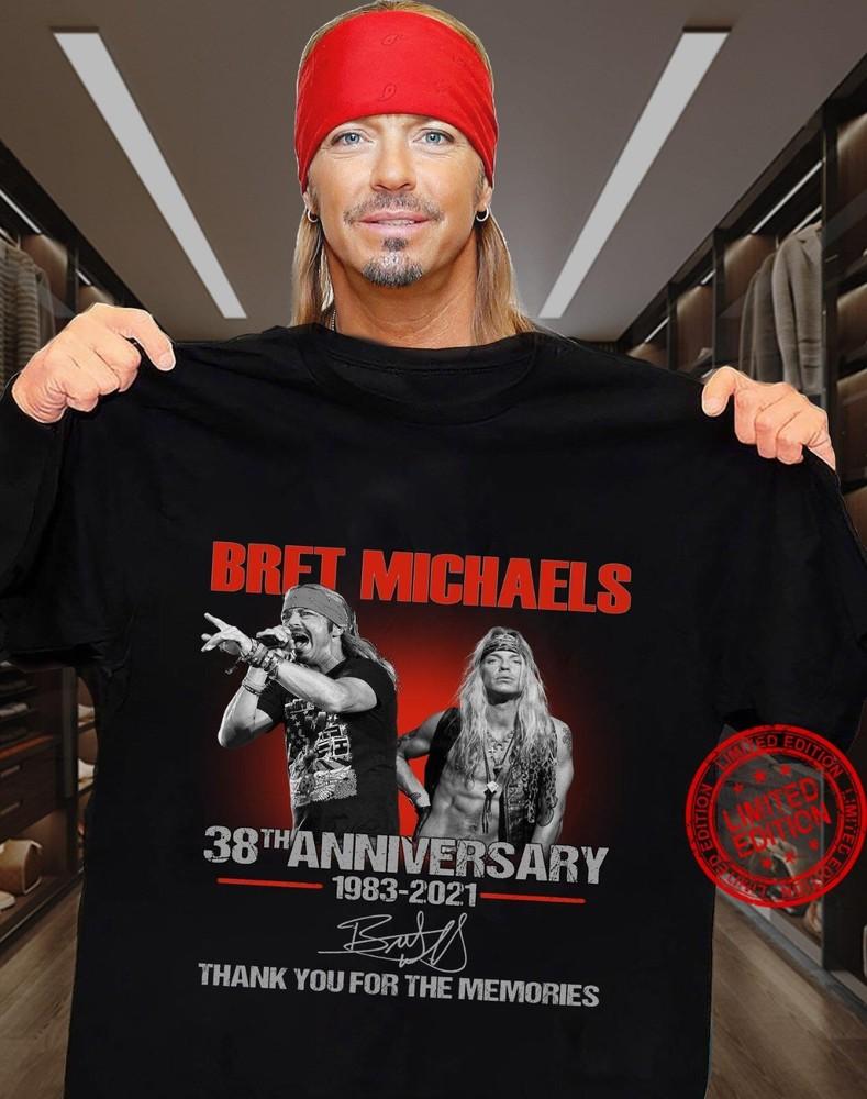 38 years Anniversary Bret Michaels Shirt Short Sleeve Black Unisex S-5XL Unisex T-Shirt L