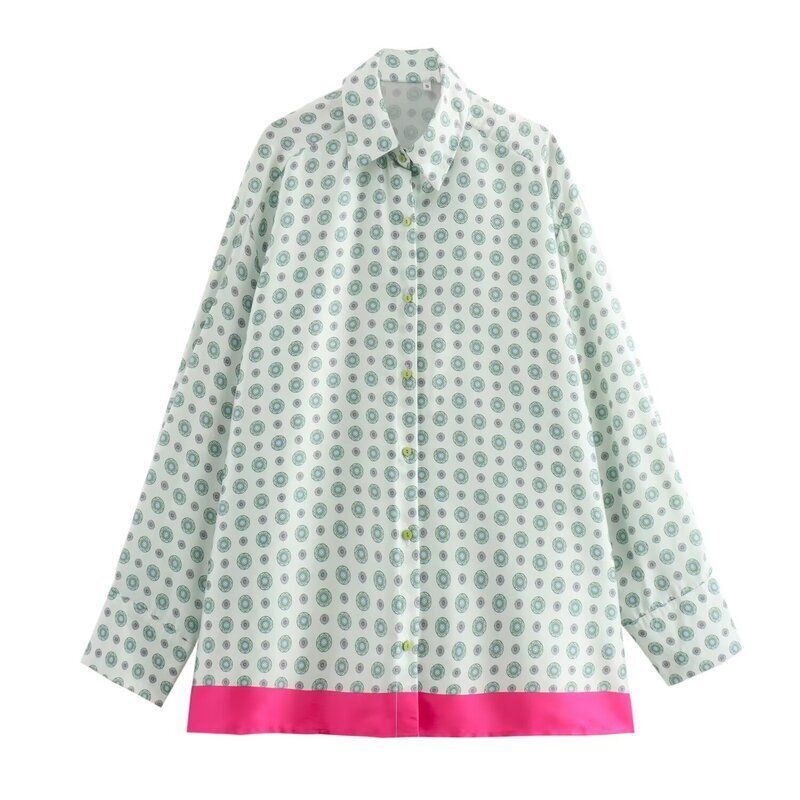 

Fashion Style 2024 New Fall Women s Clothing Elegant Silk Satin Texture Print Shirt High Waist Pants 3189209 Shirt L