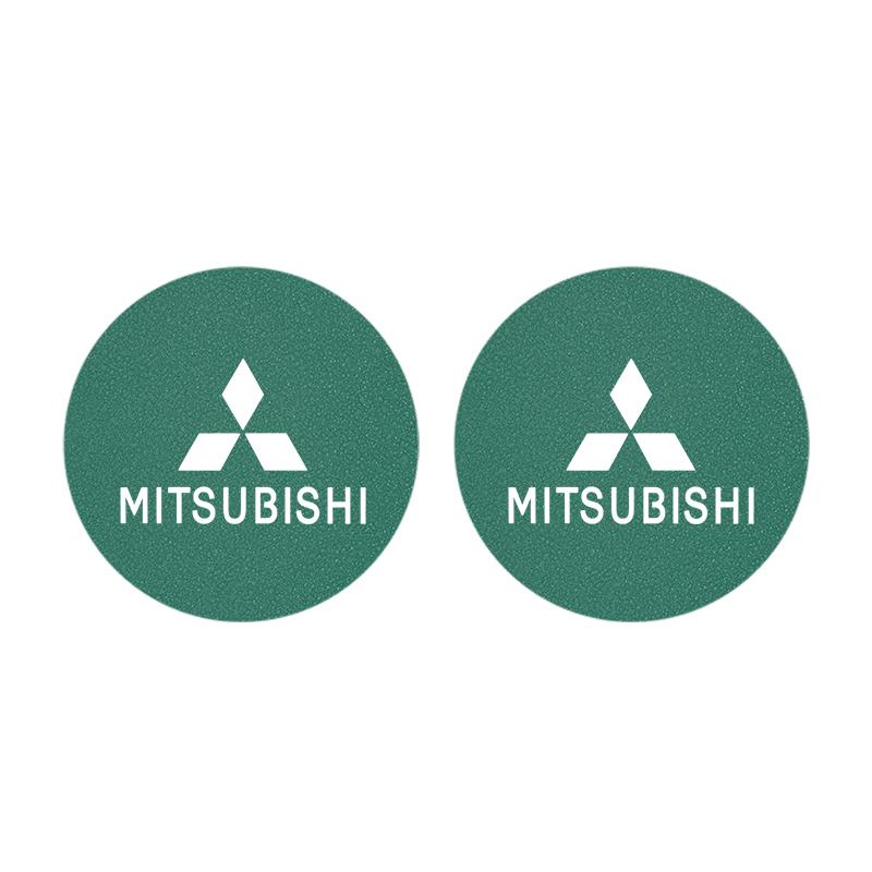 Cwnqah1 Cwmvjg1 2Pcs Car Cup Mat Leather Auto Cup Slot Non-Slip Coaster For Mitsubishi EK Pajero Xpander Eclipse Cross ASX L200 Xforce Outlander