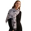 New Winter Warm Scarf Soft Faux Cashmere Shawl with Floral Print Double Color Neck Wrap Thick Fringe Stole for Women Luxury