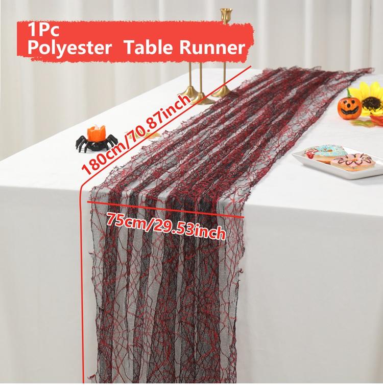 

Halloween Woven Lace Spider Web Black Red White Table Flag Halloween Spider Web Table Runner Atmosphere Prop Decor for Home