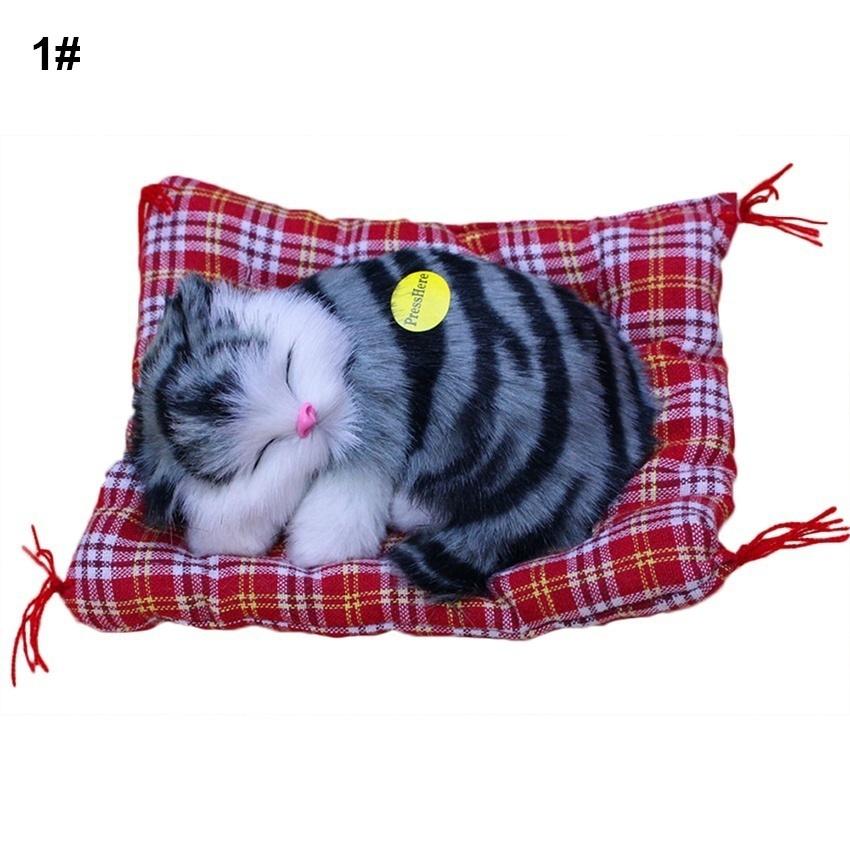 Lovely Simulation Animal Doll Plush Sleeping Cats Toy with Sound Kids Toy Birthday Gift Doll Decorations Stuffed Toys