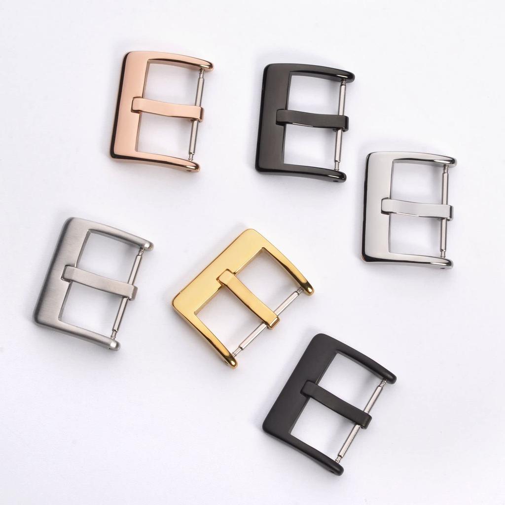 BISONSTRAP Stainless Steel Watch Buckle Replacement Clasp for Universal Includes Installation Matte Black Watches, Tool,