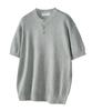 UNTAPPED STUDIO [2Pack] Washable Cool Cotton Henley Neck Round Short Sleeve Knit 5 Colors (B Type)
