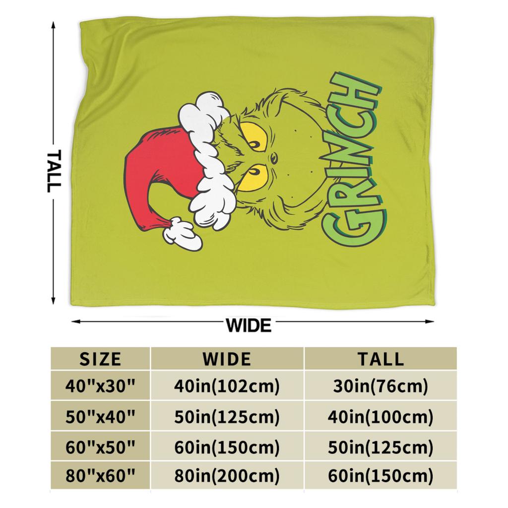 Christmas-S-Green-S-Grinch Blanket Fleece Textile Decor  Portable Warm Throw Blanket for Home Office Rug Piece