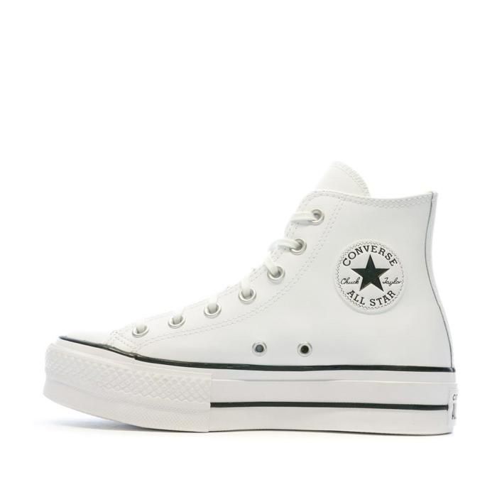 Basket Converse PLATEFORME CUIR HI - CONVERSE - Blanc - Adulte - Plat - Lacets