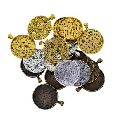 20x starožitná prázdna podnos s okrúhlym rámom 30 mm kabošónový prívesok na šperky